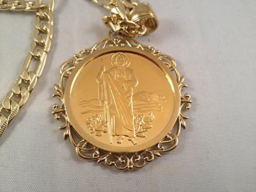 San Judas Virgen de Guadalupe Cadena Oro K 26" Centenario Saint Jude Our Lady of Guadalupe Gold Necklace Sinaloense
