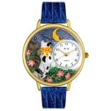 Whimsical Watches Unisex G-0120009 Cats Night Out Blue Leather Watch