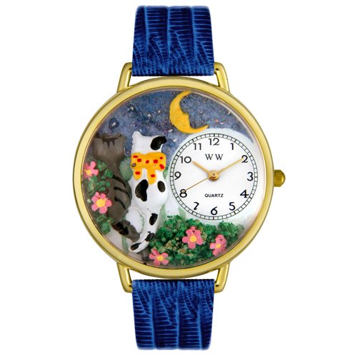 Whimsical Watches Unisex G-0120009 Cats Night Out Blue Leather Watch
