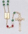 Rosary - 4mm Multi-Color Beads - 12" Gold Plated Chain - IMPORTED FROM ITALY