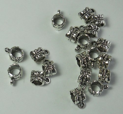 20 Dangle Hanger Beads 8x6mm Tube Dragonfly 