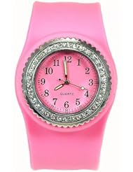 SS Slap On CZ Pink Dial Ladies Watch SW050