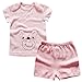 Monvecle Unisex Baby Natural Color Cotton Lap Shoulder T-Shirt + Shorts Set Pink 18-24m