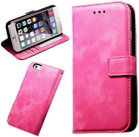 iPhone 6 Plus Case, Executive Slim Wallet Book Style Folio Soft Leather with Credit Card ID Pockets, Stand &amp; Magnetic Closure for Apple 5.5'' (Hot Pink)