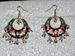 Gift For Women's Earrings-2 Antique Green,red Silver Finish Dangling Earrings (Brand New) Free Shipping