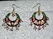 Gift For Women's Earrings-2 Antique Green,red Silver Finish Dangling Earrings (Brand New) Free Shipping