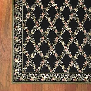 Floral Lattice Wool Area Rugs - Black, 8'6" x 11'6" - Frontgate