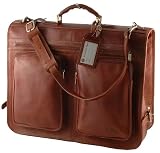 BROWN ITALIAN LEATHER TRAVEL GARMENT BAG SUITCASE LUGGAGE MADE IN ITALY (TLFC140242)