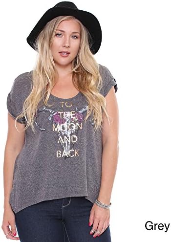 Junior's To The Moon & Back Grey Plus-Size Graphic Tee 12706T,GREY,XXL