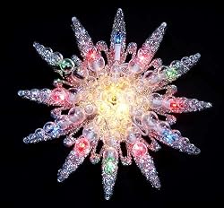 9" Lighted Silver Glitter Starburst Christmas Tree Topper - Multi Lights