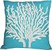 Blue Dolphin Decorative Flora Coral Embroidery Throw Pillow 18