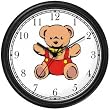 Teddy Bear (Red Outfit & Tie) Bear Animal Wall Clock by WatchBuddy Timepieces (Slate Blue Frame)