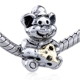 Cute Mouse Golden Heart European Beads Animal - Pandora Bead & Bracelet Compatible