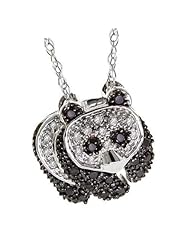 0.25 Carat (ctw) 10k White Gold Round Black and White Diamond Ladies Panda Pendant 1/4 CT