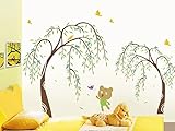 Pop Decors Removable Vinyl Art Wall Decals Mural for Nursery Room, Willow and Bear