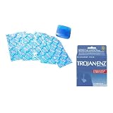 Trojan-ENZ SPERMICIDE Latex Condoms Lubricated 36 ea and Durex Natural Feeling Premium Latex Condoms Non-Lubricated 12 condoms with Travel Condom Compact Safe Sex Kit