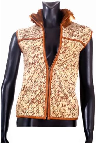 Autunno Cognac and brown knit and lapin fur vest