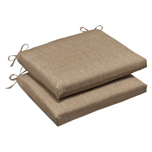Pillow Perfect Indoor/Outdoor Tan Textured Solid Sunbrella Seat Cushion, Squared, 2-Pack Pillow Perfect Indoor/Outdoor Tan Textured Solid Sunbrella Seat Cushion, Squared, 2-Pack