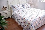 Shabby Chic Blue Handmade Patchwork 3pc King Quilt Set
