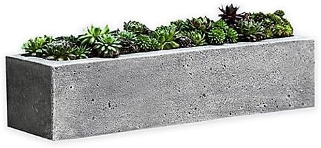 Basic Element Long Rectangle-shaped Planter in Alpine Stone with Drain Hole (27" L x 7" W x 5" H)