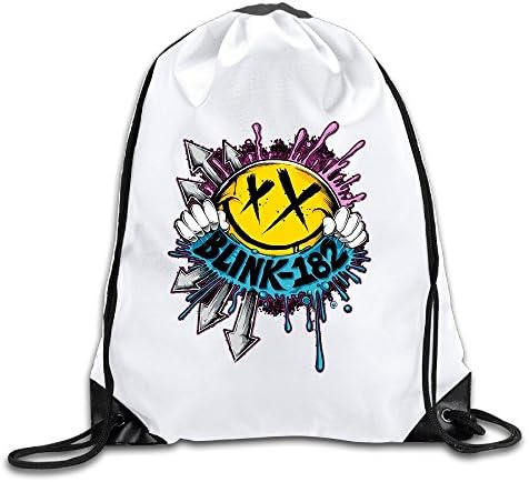 HKAIZ Blink 182 Deck Smiley Logo Drawstring Backpack Knapsack Bag