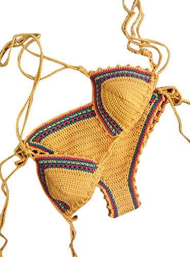 Johncast Bandage Crochet Bikini Cover Up Swimwear Set Knitted Swimsuit Women