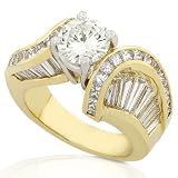 One of a Kind 5-1/3ctw Round & Baguette Diamond Ring in 18kt Gold