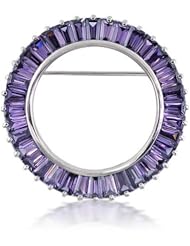 Bling Jewelry 925 Sterling Baguette CZ Amethyst Color Circle of Life Pin Brooch