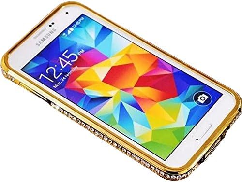 Bestgoods(TM) Luxury Bling Crystal Rhinestone Metal Frame Case Bumper Samsung Galaxy S5 I9600 - Golden