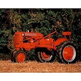 Orange Tractor (In Field) Art Poster Print - 16x20