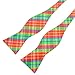 PenSee Mens Self Bow Tie Red & Green & Multi-color Plaids Woven Silk Bow Ties