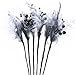 Group of 6 Elegant Black Pearl and Smoky Charcoal Colored Feather Picks Picks for Weddings, Embellishing and Displaying