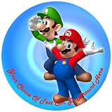 Mario Brothers [P716] 7.5" Circular Edible Cake Topper made with real icing and printed with your custom greeting [Please use the SEND AS A GIFT facility on the checkout page to tell us the text of your greeting.] and with FREE UK shipping