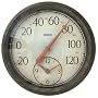Springfield Precision Instruments 11.5" Metal Garden Thermometer with Clock