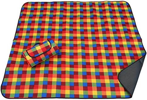 Classic Fleece Outdoor Picnic, Beach and Camp Blanket, Foldable Into a Tote, Great for Baby, Travel, Camping, with Waterproof Padded Backing