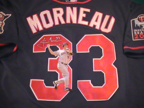 JUSTIN MORNEAU SIGNED AUTOGRAPHED JERSEY MINNESOTA TWINS COA + PROOF PHOTO