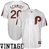 MLB Mike Schmidt Philadelphia Phillies 80's Cooperstown Adult Short Sleeve Synthetic Replica Jersey (Wht/Maroon, X-Large)