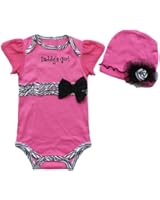 iEFiEL Baby Daddy's Girl Bodysuit with Flower Cap Sleeve Jumpsuit Set
