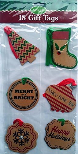 Large 3.5-4" Holiday Kraft Gift Tags with Foil Embellishments (18 Ct)