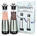 Salt and Pepper Grinder Set - 9 Inches Tall Brushed Stainless Steel with Clear Acrylic Body - Adjustable Ceramic Grinding Mechanism