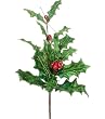 16" Christmas Brites Glittered Green Holly Berry Spray