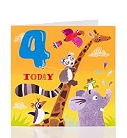 Zoo Animals 4th Birthday Card