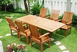 7PC RECTANGULAR DINING TABLE AND SIX CHAIRS - Patio Outdoor Garden Furniture Teak Shorea