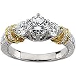 14K Two-Tone Gold Diamond Engagement Ring Semimount - 0.87 Ct. - CENTER STONE NOT INCLUDED