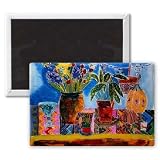Artists Sideboard, 2006 (dyes on silk) by.. - 3x2 inch Fridge Magnet - large magnetic button - Magnet