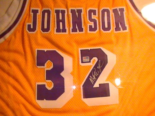 MAGIC JOHNSON SIGNED AUTOGRAPHED LOS ANGELES LAKERS JERSEY PSA AUTHENTICATED