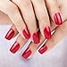 False Nails Bling Art French Fake Matte Gel Glitter Polished Squoval 24 Acrylic Medium Tips Glue (Red)