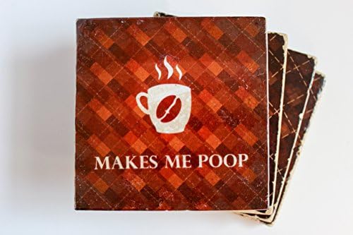 Coffee Makes Me Poop coasters (set of 4, with coaster holder)