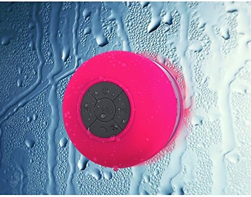 Foolly Waterproof Bluetooth Shower Speakers with Suction Cup &amp; Mic Handsfree for Phone Call Pink