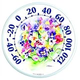 Outdoor Thermometer Wall Mounted Spring Pansy Floral